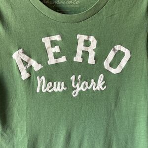 AEROPOSTALE Crew Neck T-Shirt Girls Size Large Green White Silver (AERO NYC) Y2K